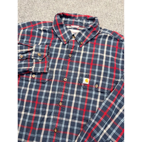 Carhartt Other - Carhartt Mens Relaxed Fit Plaid Button Down Shirt Navy Red L 102816 412